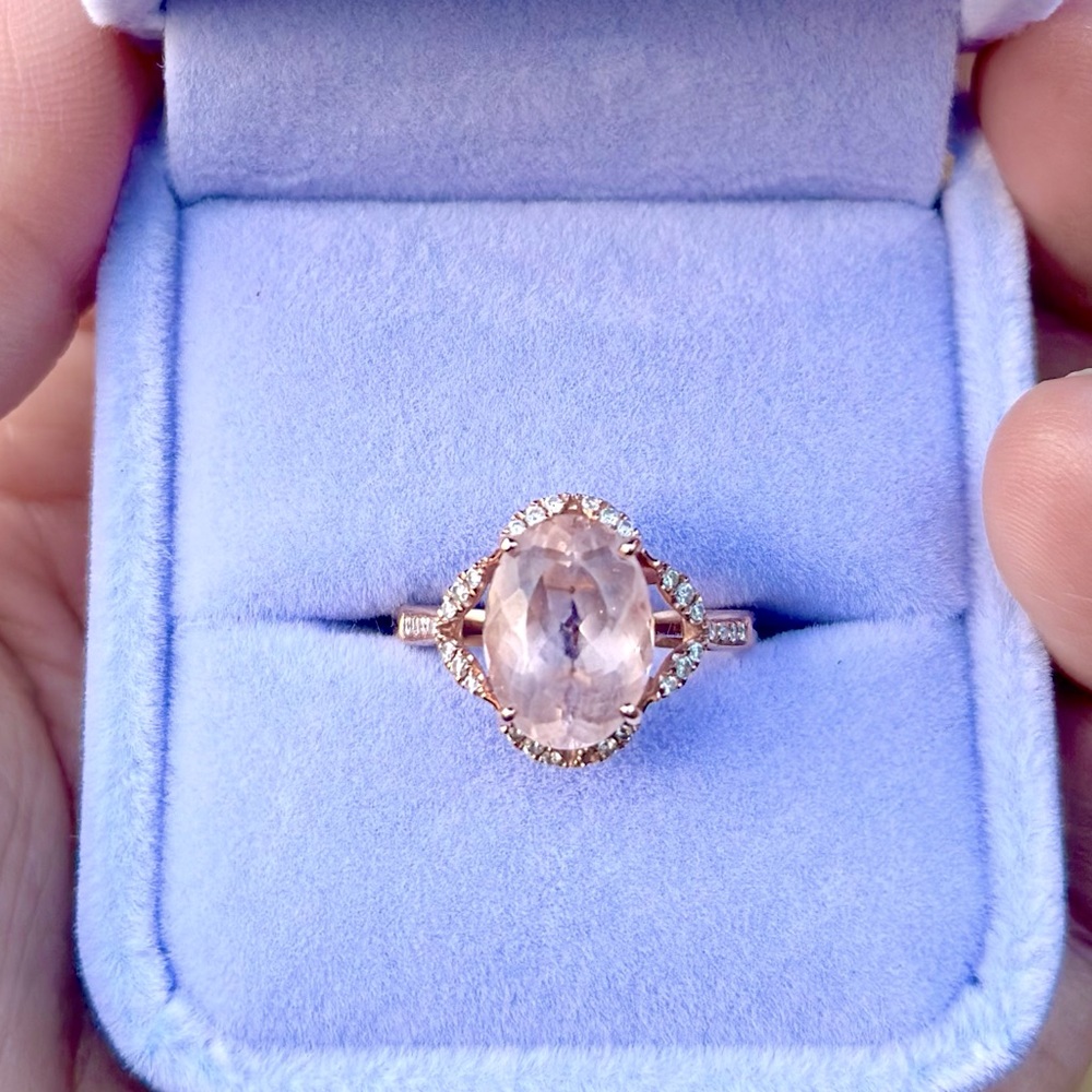 Morganite Gemstone Engagement Statement Ring 14k
